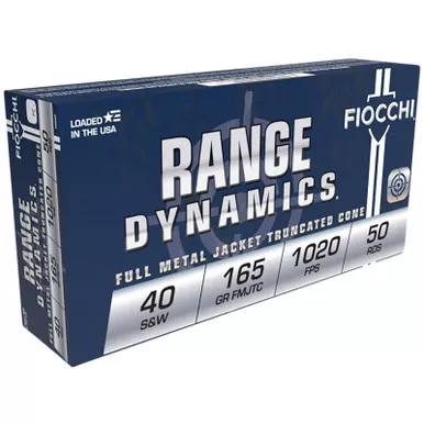Fiocchi 40SWF Range Dynamics 40S&W 165gr Full Metal Jacket Truncated Cone 50 Per Box/20 Case