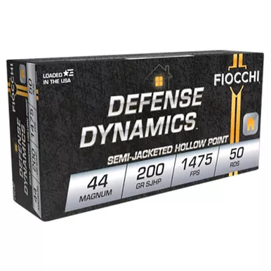 Fiocchi 44B500 Defense Dynamics 44RemMag 200gr Semi Jacketed Hollow Point 50 Per Box/10 Case