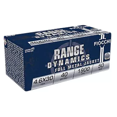 Fiocchi 46EXA Range Dynamics 4.6x30mmH&K 40gr Full Metal Jacket 50 Per Box/20 Case