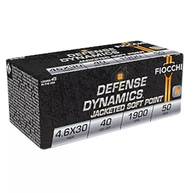 Fiocchi 46EXB Defense Dynamics 4.6x30mmH&K 40gr Jacketed Soft Point 50 Per Box/20 Case