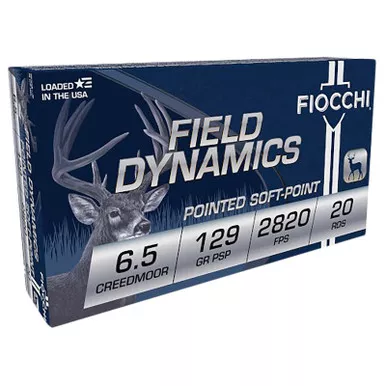 Fiocchi 65CMB Field Dynamics 6.5Creedmoor 129gr Pointed Soft Point 20 Per Box/10 Case
