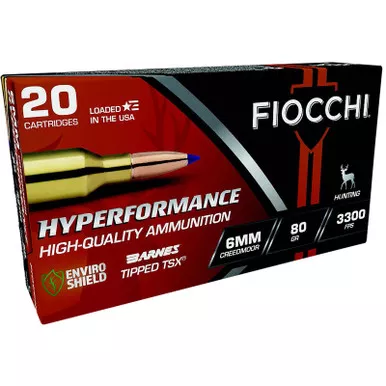Fiocchi 6CMTT Hyperformance 6mmCreedmoor 80gr Barnes Tipped TSX 20 Per Box/10 Case