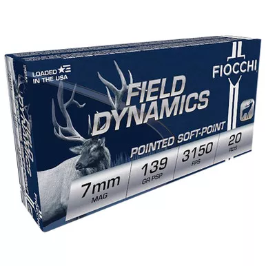 Fiocchi 7RMA Field Dynamics 7mmRemMag 139gr Pointed Soft Point 20 Per Box/10 Case
