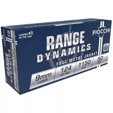 Fiocchi 9APB Range Dynamics 9mmLuger 124gr Full Metal Jacket 50 Per Box/20 Case