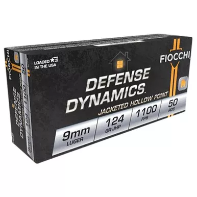 Fiocchi 9APBHP Defense Dynamics 9mmLuger 124gr Jacketed Hollow Point 50 Per Box/20 Case *Worn