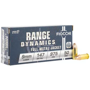 Fiocchi 9APD Range Dynamics 9mmLuger 147gr Full Metal Jacket 50 Per Box/20 Case