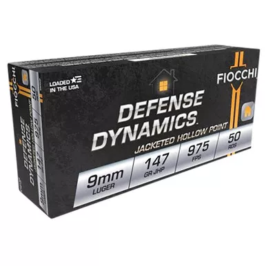 Fiocchi 9APDHP Defense Dynamics 9mmLuger 147gr Jacketed Hollow Point 50 Per Box/20 Case