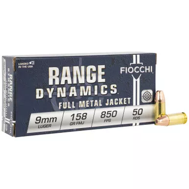 Fiocchi 9APE Range Dynamics 9mmLuger 158gr Full Metal Jacket 50 Per Box/20 Case