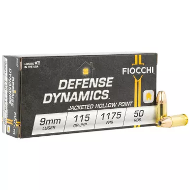Fiocchi 9APHP Defense Dynamics 9mmLuger 115gr Jacketed Hollow Point 50 Per Box/20 Case