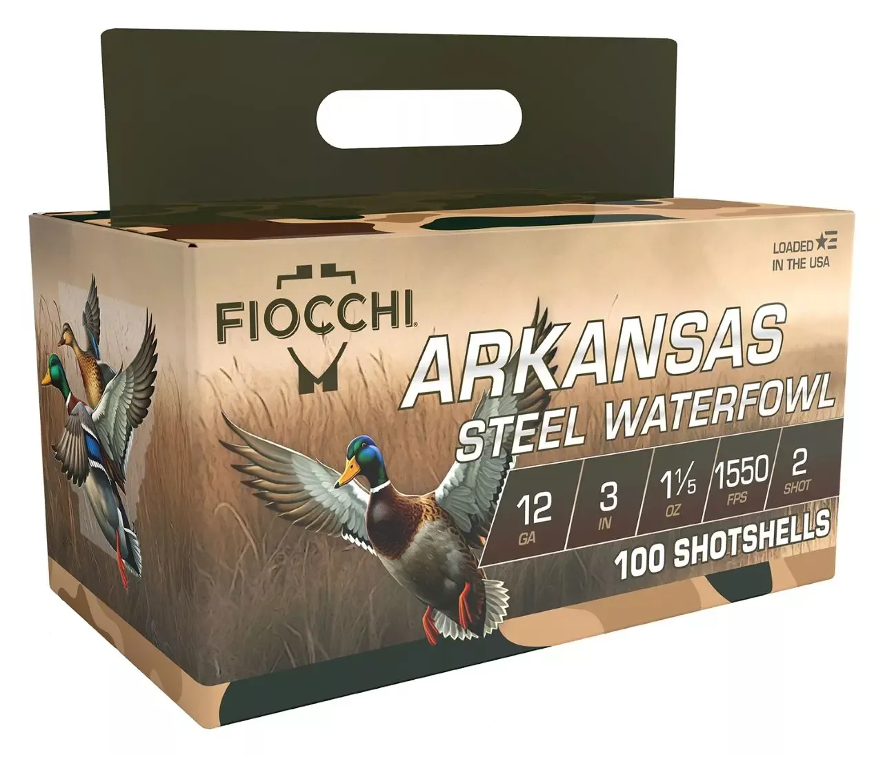Fiocchi Arkansas Steel Waterfowl 12 Gauge Ammo 3″ #2 Shot 100 Rounds 123ADS2
