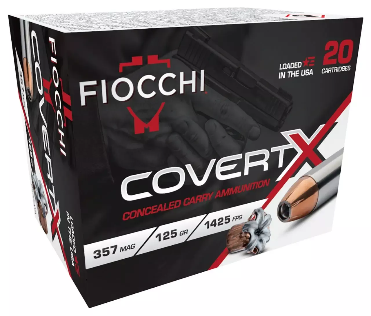 Fiocchi CovertX .357 Magnum Ammo 125 gr Jacketed Hollow Point 20 Rounds 357CCWA