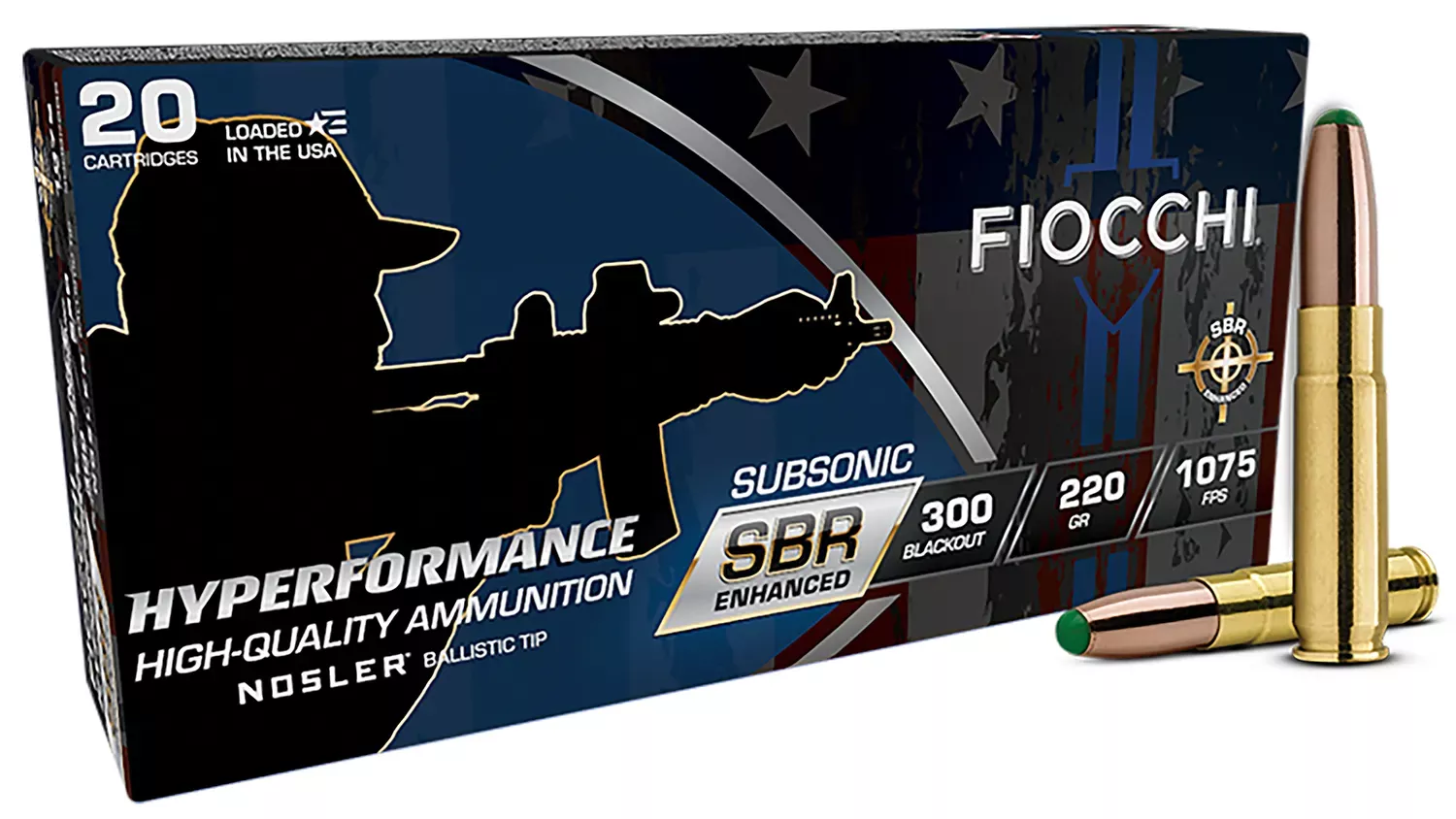 Fiocchi Hyperformance 300 Blackout Ammo 220gr Nosler BT 20 Rounds 300BKSBS