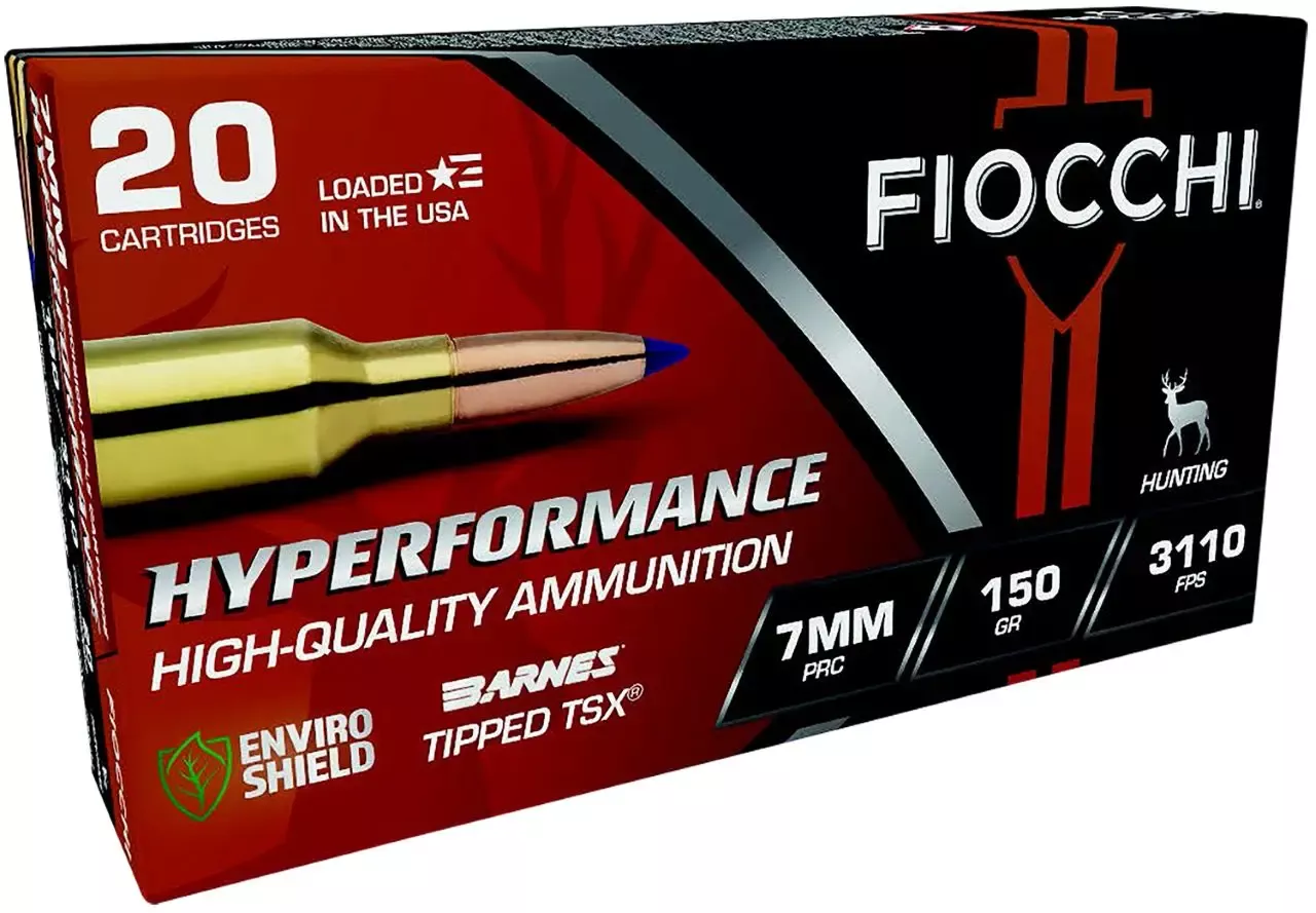 Fiocchi Hyperformance 7mm PRC Ammo 150 gr Barnes Tipped TSX 20 Rounds 7PRCTT