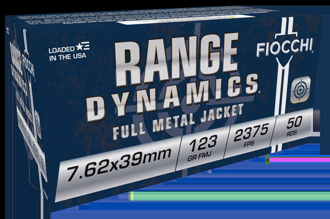 Fiocchi Range Dynamics 7.62x39mm Ammo 123 Grain Full Metal Jacket 50 Rounds 762X39A