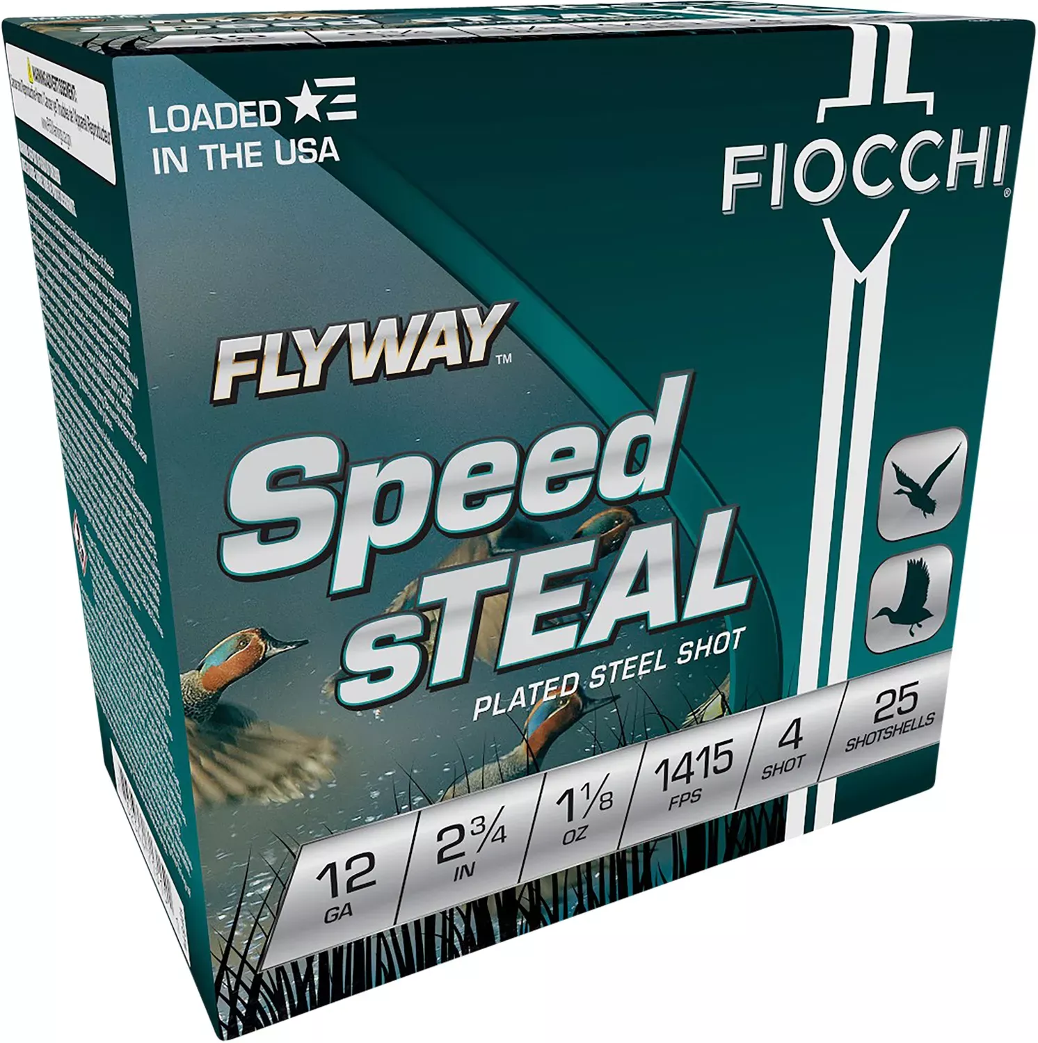 Fiocchi Speed Steal Flyway 12 Gauge 2.75″ 1 1/8 oz 4 Shot 25 Per Box