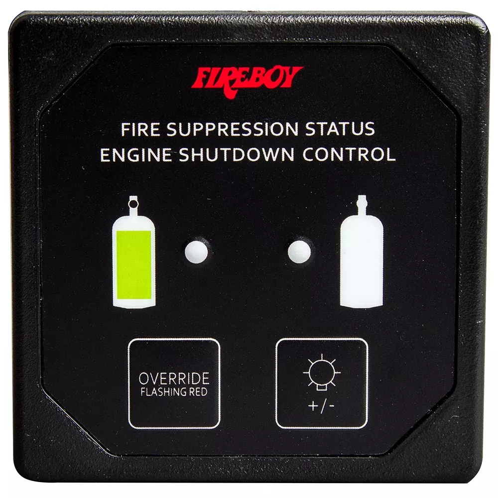 Fireboy-Xintex Deluxe Helm Display w/Membrane Switch, Remote Horn & LEDs f/Engine Shutdown System – Black Bezel Display