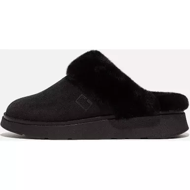 FITFLOP Gen-FF Shearling-Collar Suede Slippers (GS7)