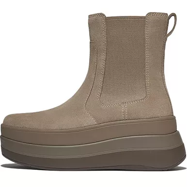 FITFLOP Women’s F-Mode Stack Taupe Suede Chelsea Boots (E2K-076)