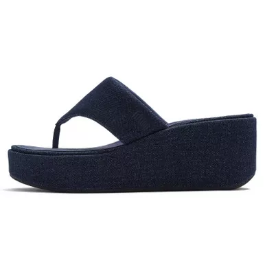 FITFLOP Women's Platfforms Denim Wedge Toe-Post Sandals (A5I)