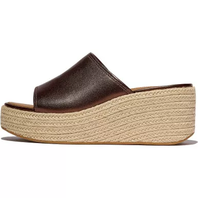 FITFLOP Women's Platfforms Espadrille Leather Wedge Slides (E3Y)
