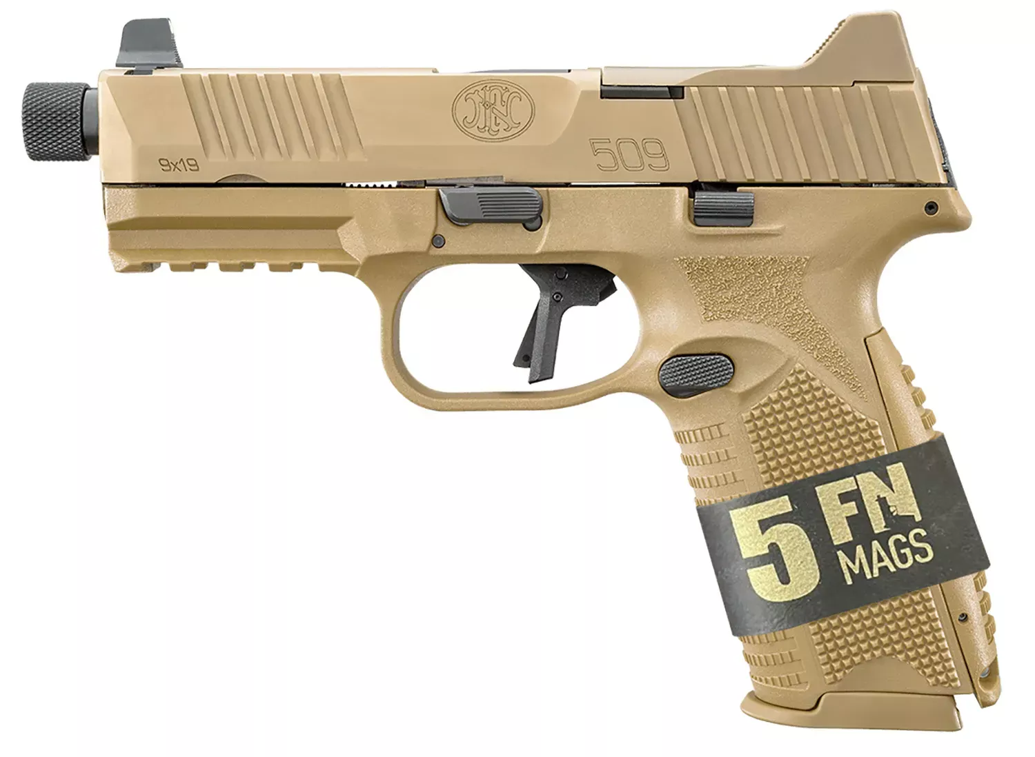 FN 509 Tactical Bundle 9mm Luger 10+1 4.50" Black Steel Threaded Barrel