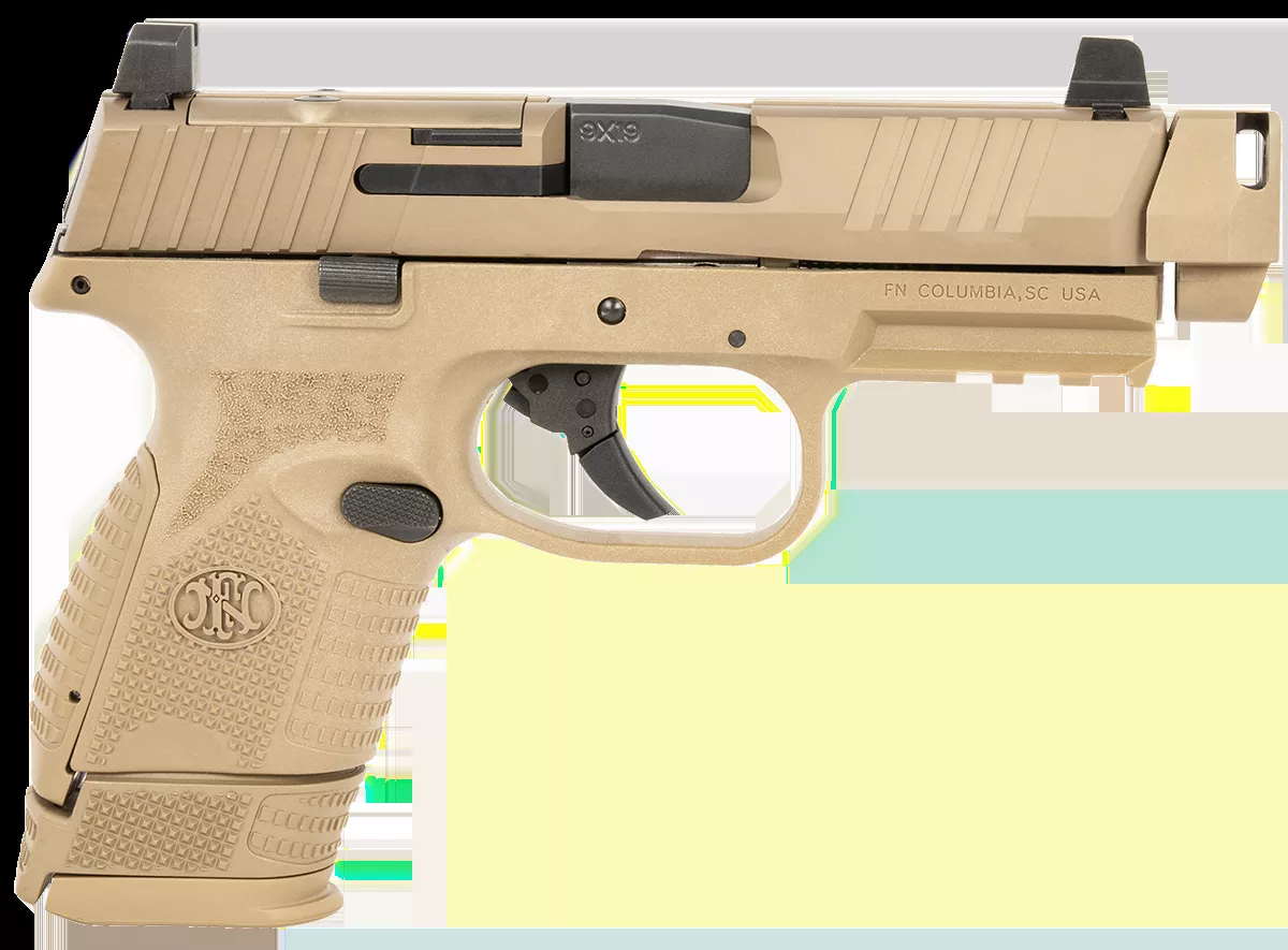 FN 509C MRD 9mm Pistol 15+1 4″ Barrel w/FN Comp Suppressor Height Sights Optic Cut Interchangeable Backstraps DAO FDE 66101794