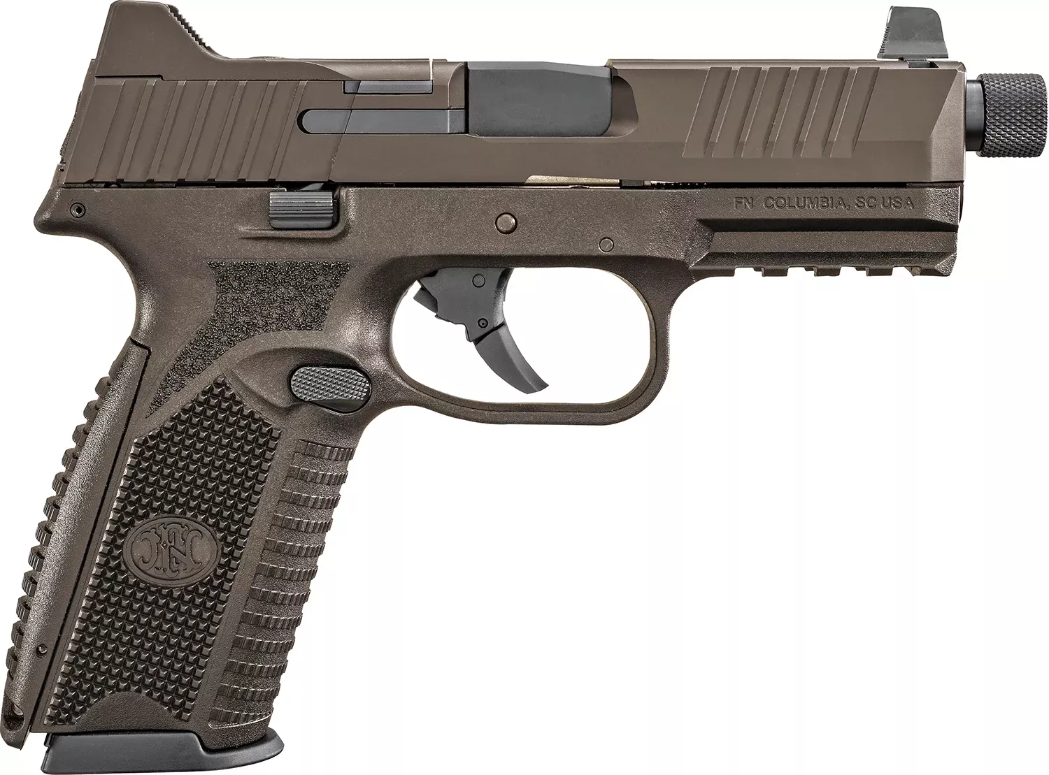 FN 509T Pistol Bundle 9mm 10+1 4.5″ Barrel Optic Ready SS Slide Polymer Frame Suppressor-Height Sights 5 Mags Bronze 66101832