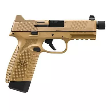 FN 66101386 545 Tactical 45 ACP 10+1 4.71" Black Target Crown/Threaded Steel Barrel, Flat Dark Earth PVD Optic Cut/Serrated Slide & Polymer Frame w/Picatinny Rail, Ambidextrous