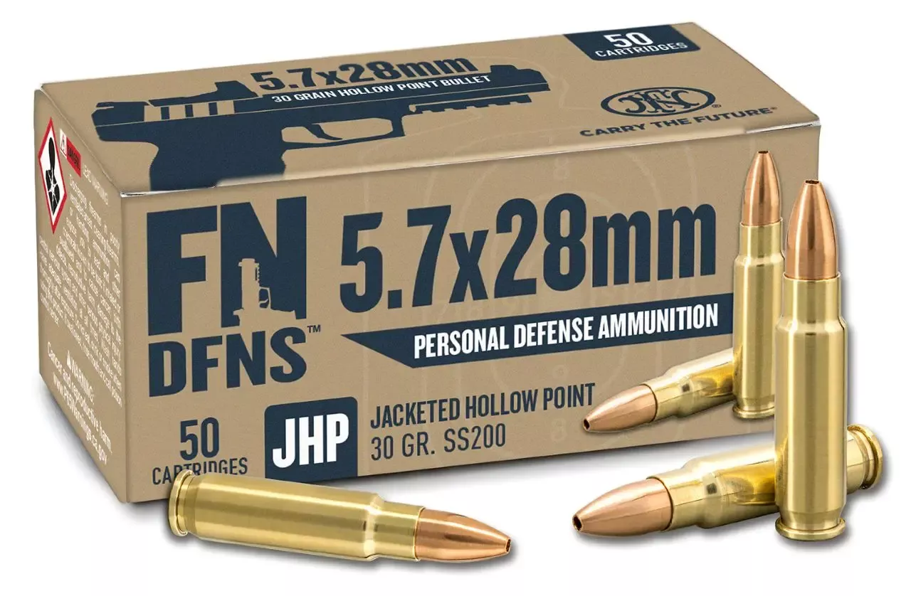 FN DFNS 5.7x28 mm Ammo 30 gr Jacket Hollow Point 50 Rounds 10700030