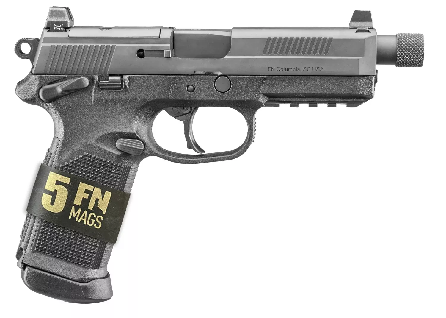 FN FNX Tactical Bundle 45 ACP 10+1 5.30" Black Steel Threaded Barrel