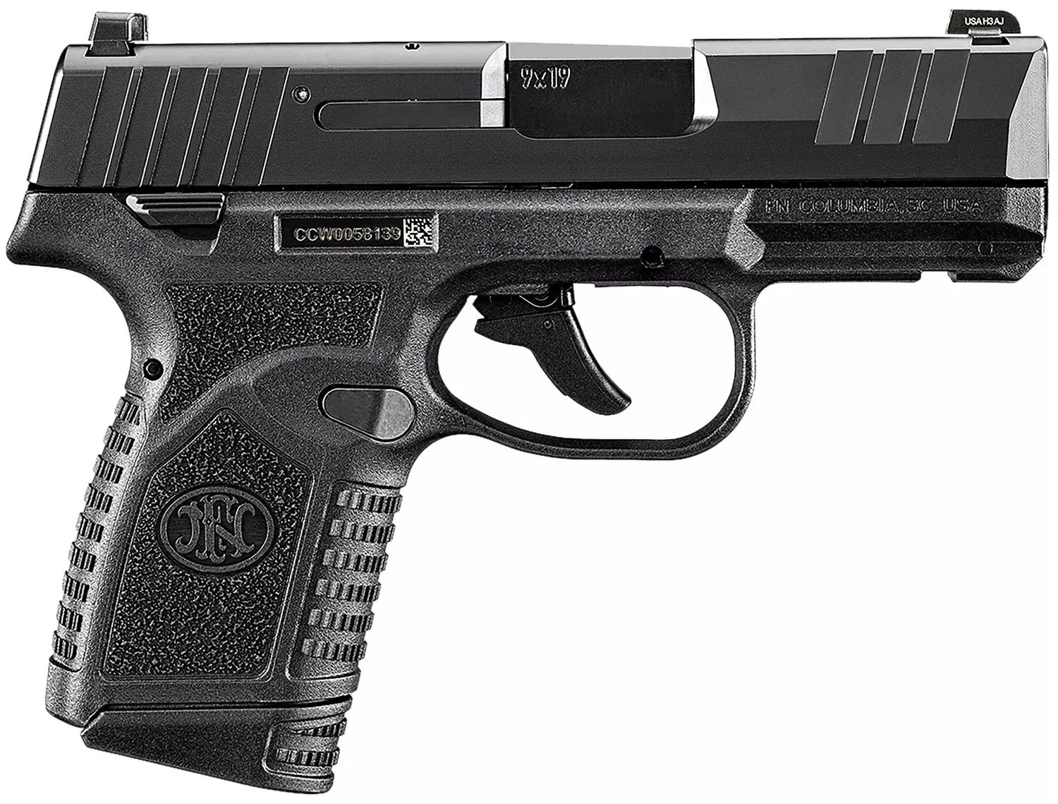FN Reflex 9mm Luger 10+1 3.30″ Barrel Steel Slide Micro-Compact Polymer Frame Tritium Sights Manual Safety SAO Black 66101420