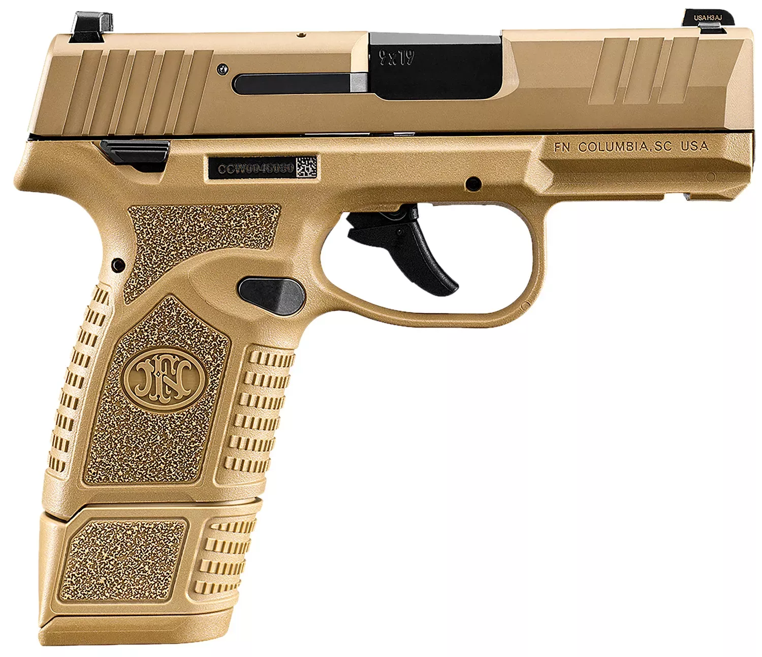 FN Reflex 9mm Luger 15+1/11+1 3.30″ Bbl Steel Slide Micro-Compact Polymer Frame Tritium Sights SAO Flat Dark Earth 66101417