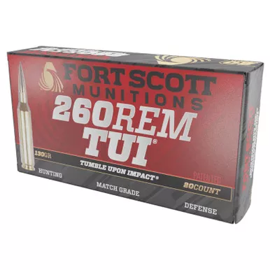 Fort Scott Munitions 260130SCV2 Tumble Upon Impact (TUI) 260Rem 130gr Solid Copper Spun 20 Per Box/25 Case