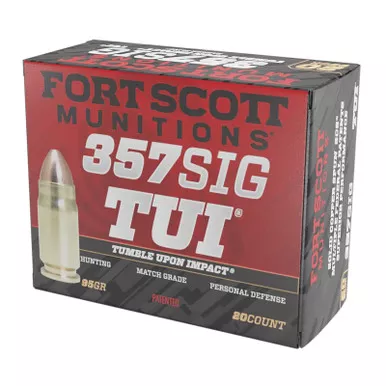 Fort Scott Munitions 357SIG095SCV Tumble Upon Impact (TUI) 357Sig 95gr Solid Copper Spun 20 Per Box/25 Case