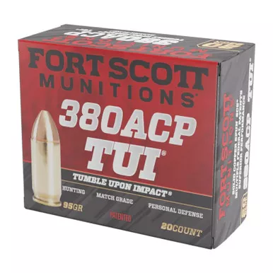 Fort Scott Munitions 380095SCV Tumble Upon Impact (TUI) 380ACP 95gr Solid Copper Spun 20 Per Box/25 Case