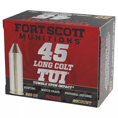 Fort Scott Munitions 45LC225SCV Tumble Upon Impact (TUI) 45LongColt 225gr Solid Copper Spun 20 Per Box/25 Case