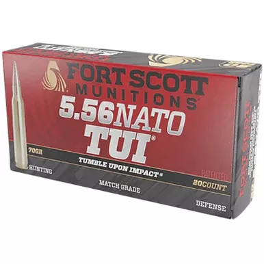 Fort Scott Munitions 556-070-SCV2 Tumble Upon Impact (TUI) 5.56mm 70gr Solid Copper Spun 20 Per Box/25 Case