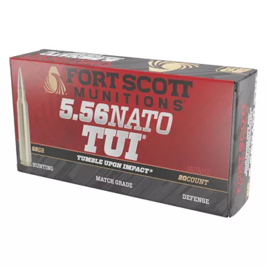 Fort Scott Munitions 556055SCV Tumble Upon Impact (TUI) 5.56x45mmNATO 55gr Solid Copper Spun 20 Per Box/25 Case