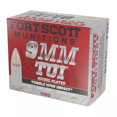 Fort Scott Munitions 9MM080SCVNIC Tumble Upon Impact (TUI) 9mmLuger 80gr Solid Copper Spun 20 Per Box/25 Case