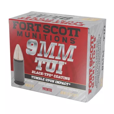 Fort Scott Munitions 9MM080SCVTPD Tumble Upon Impact (TUI) 9mmLuger 80gr Solid Copper Spun 20 Per Box/25 Case *TPD-9 Coated