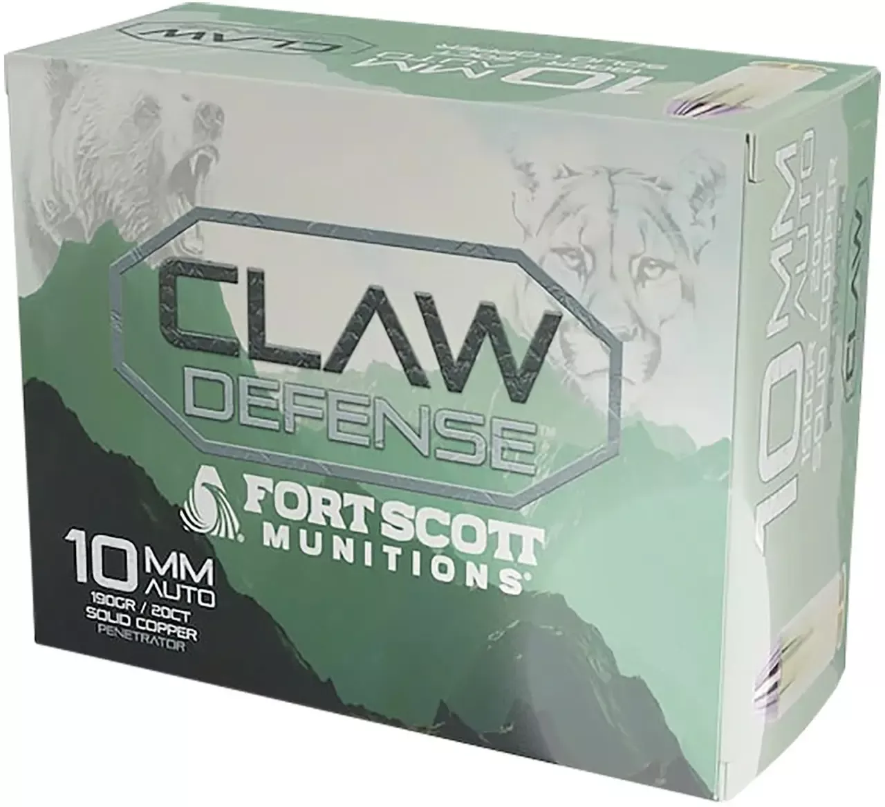 Fort Scott Munitions Claw Defense 10mm Ammo 190 gr Solid Copper Flat Nose 20 Rounds 10MM190SCVFNCD