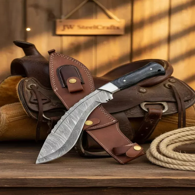 Forward-Weighted Kukri with Pakka Wood Handle and Steel Bolster