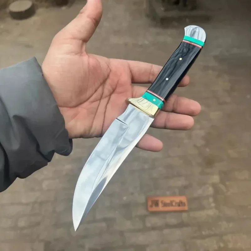 Frontier Bowie Knife 11 – Black Resin Handle with Turquoise Spacers