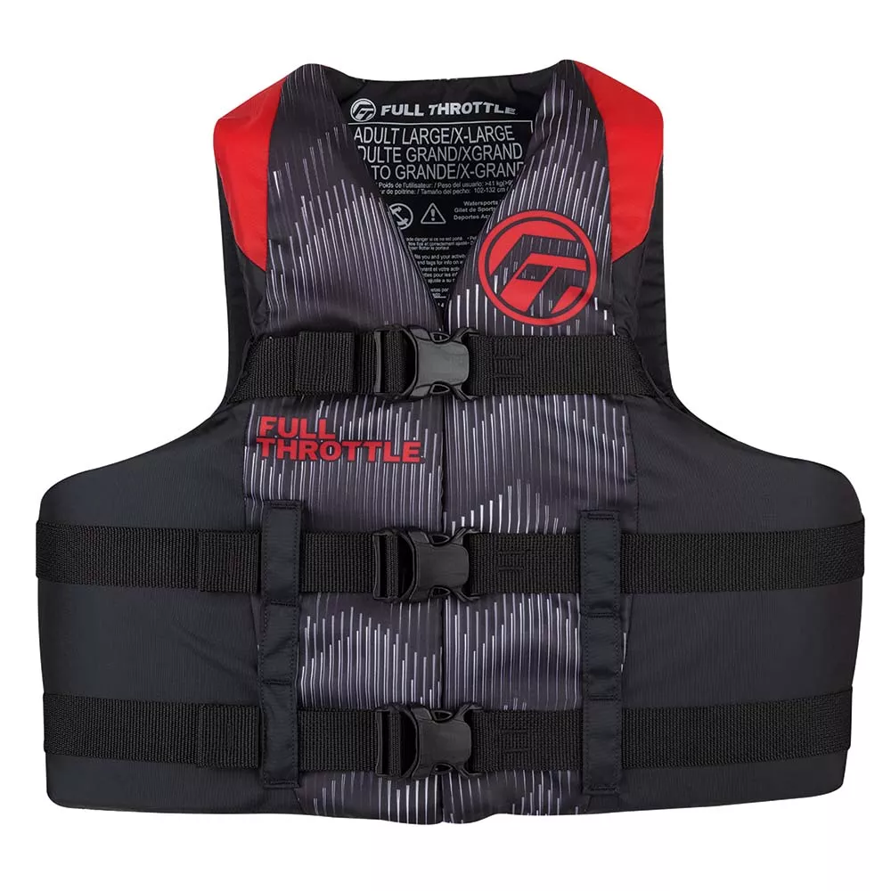 Full Throttle Adult Nylon Life Jacket – 2XL/4XL – Red/Black