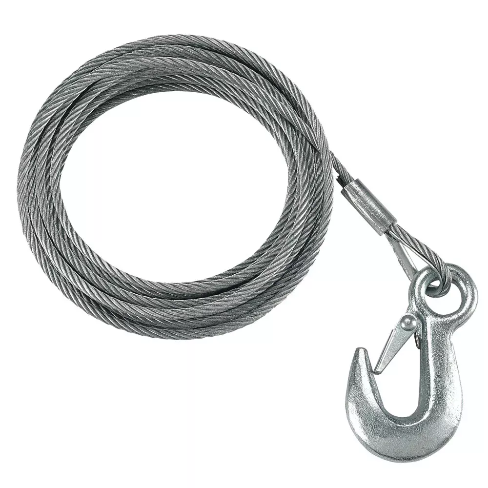 Fulton 7/32″ x 50′ Galvanized Winch Cable and Hook – 5,600 lbs. Breaking Strength