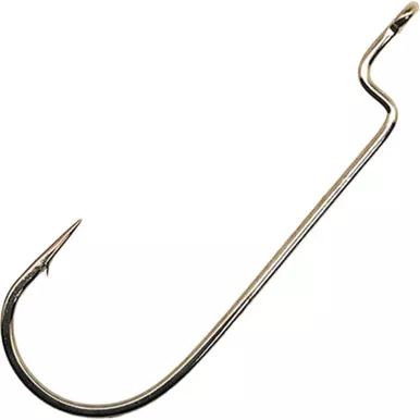 GAMAKATSU Worm Offset Shank Round Bend NS Black Hooks, 25-Pack