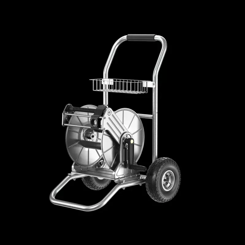 Garden Hose Reel Cart-2 Wheels-Stainless Steel-Heavy Duty