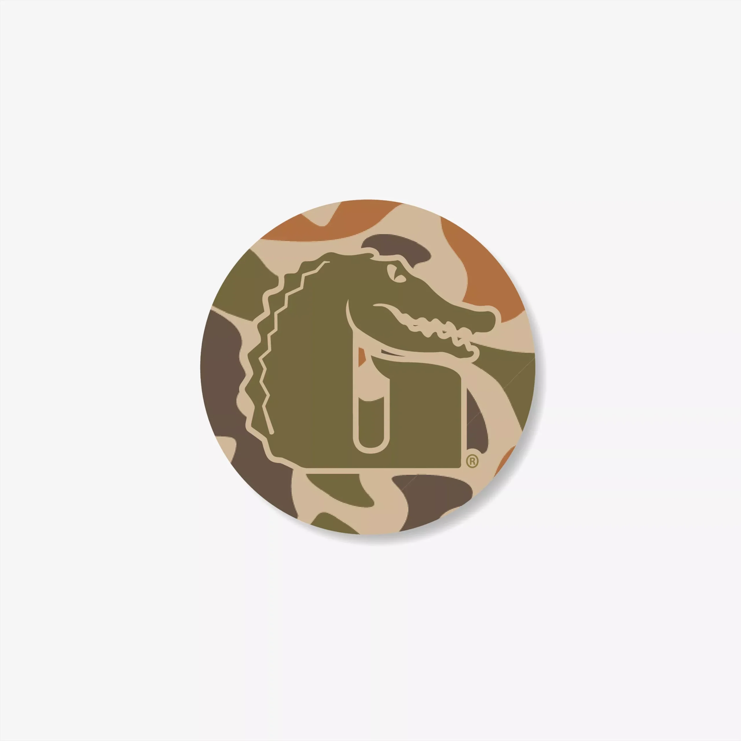 Gator Wader 3.5-inch Old School Camo Circle “G” Decal | White