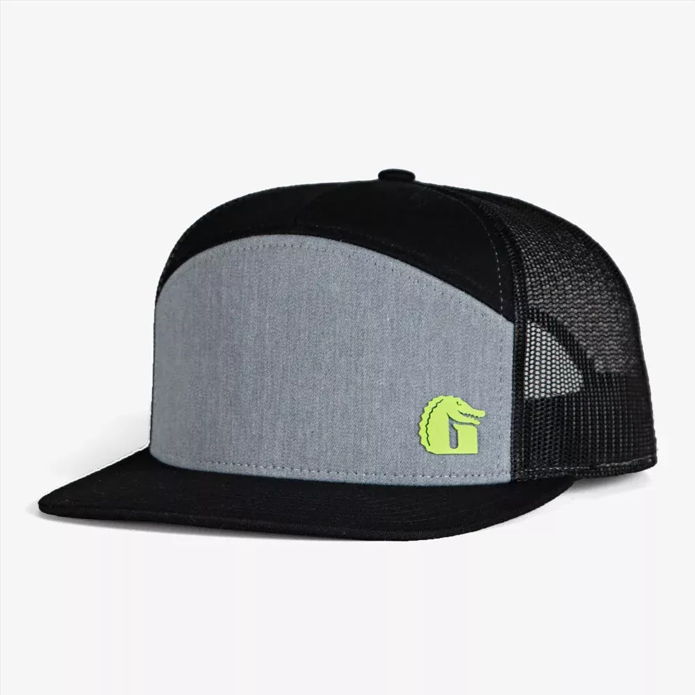 Gator Wader Flat Bill 7-Panel Hat | Black & Grey