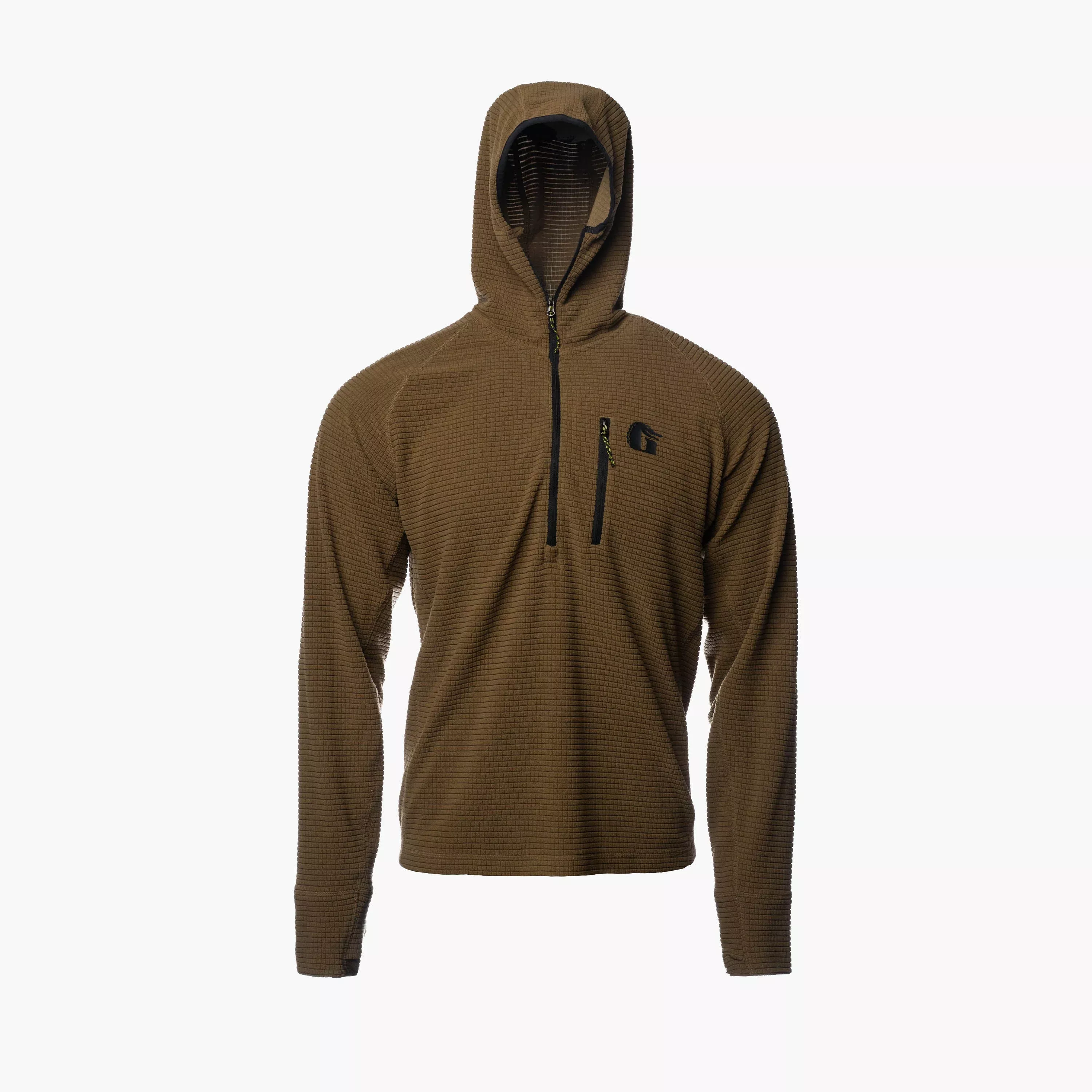 Gator Waders Waypoint Grid Fleece 1/2 Zip Hoodie | Womens - Coyote